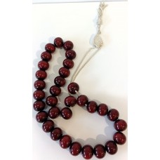 Κομπολόι από ασήμι 925 με χάντρες από κεχριμπάρι φατουράν χρώματος κερασιού (KOM09)